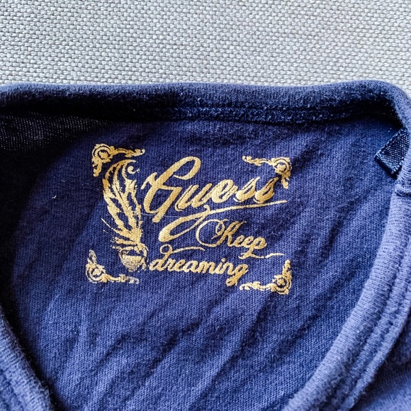 2 for $15 | Navy Guess Tee w/ sequin gold heart 💛 - Picture 2 of 2